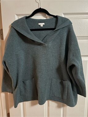 J. Jill pullover v neck hooded sweater long sleeve pockets comfy cozy XL